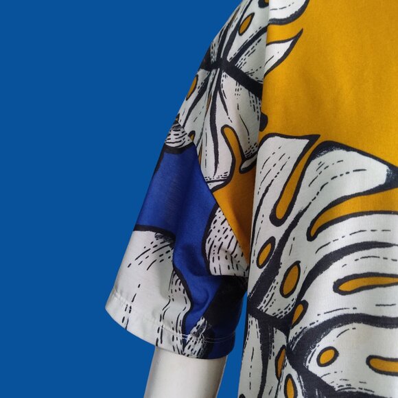 Adidas x FARM Rio Tropical Leaf Pineapple Print Tee Shirt Dress Trefoil Logo L - Picture 7 of 11